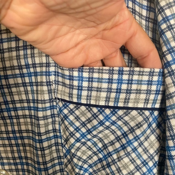 Pleetway Men’s Pajama Set Size Large Balloon Seat Plaid Blue and White - Picture 3 of 12